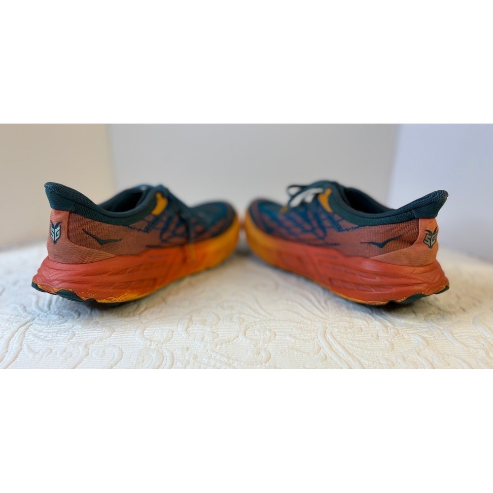 Hoka‎ Speedgoat 5 Mens Size 9B Trail Running Shoes Teal Orange Vibram - Picture 6 of 12